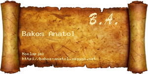 Bakos Anatol névjegykártya